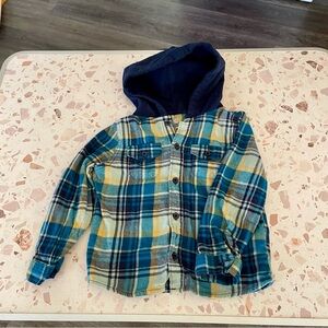 Hooded Button-Up Flannel Shirt